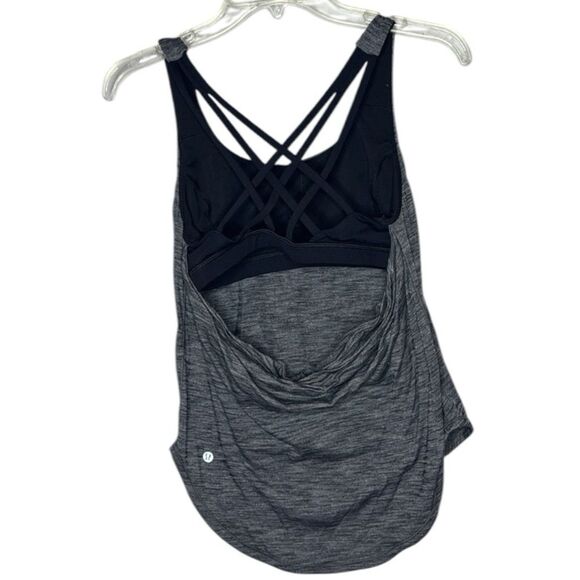 Lululemon Free To Be Serene Gray/Black Strappy Open Back Women's Tank Top. Sz 6. - Picture 4 of 7